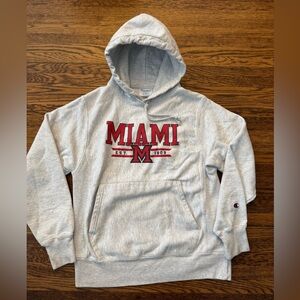#585 VINTAGE STYLE (REVERSE WEAVE) MIAMI REDHAWKS Champion Gray Miami Hoodie